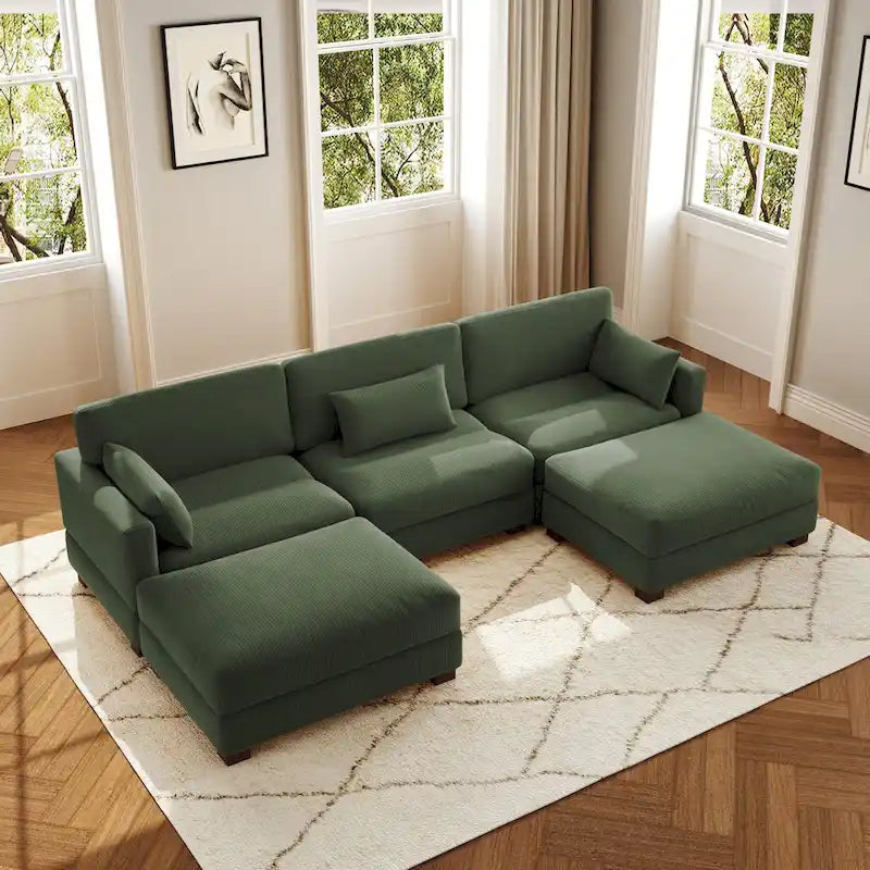 Canapé modulaire sectionnel en U 5 places avec pouf
