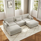 Canapé modulaire sectionnel en U 5 places avec pouf