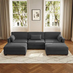 Canapé modulaire sectionnel en U 5 places avec pouf