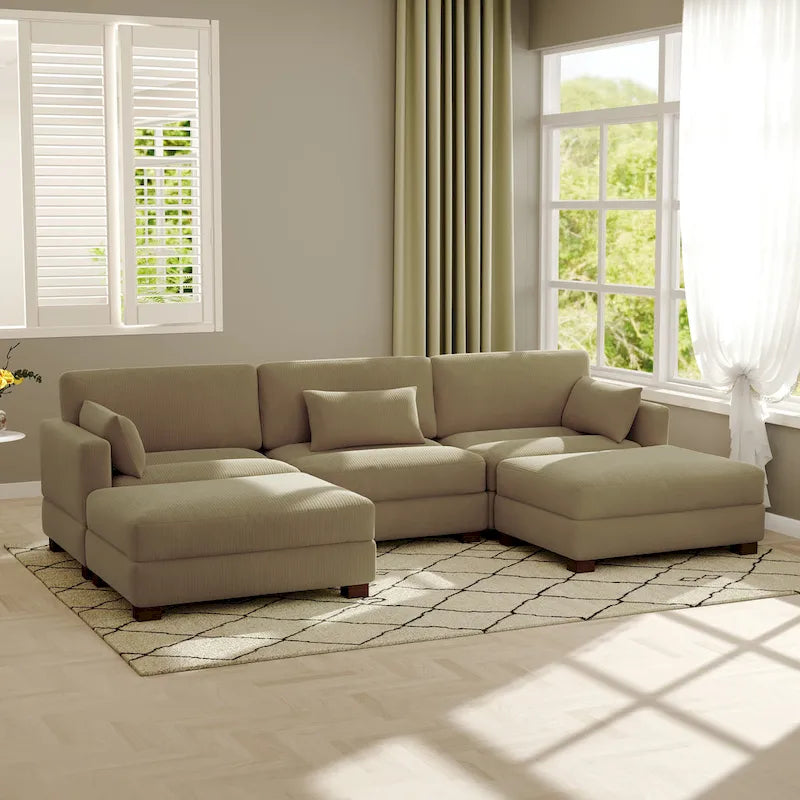 Canapé modulaire sectionnel en U 5 places avec pouf