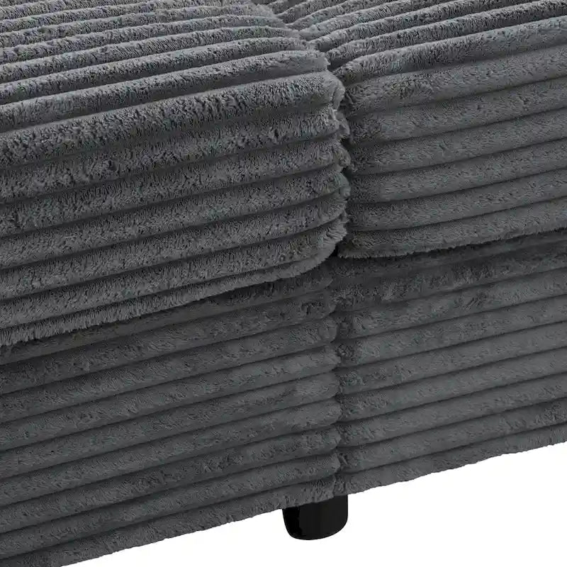 Canapé-lit de chaise longue en velours côtelé de 86,5 po avec ports USB, porte-gobelets et 8 coussins épais