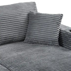 Canapé-lit de chaise longue en velours côtelé de 86,5 po avec ports USB, porte-gobelets et 8 coussins épais
