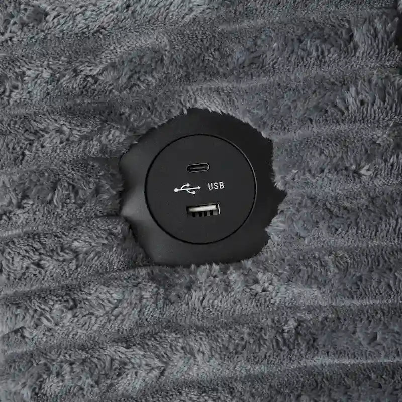 Canapé-lit de chaise longue en velours côtelé de 86,5 po avec ports USB, porte-gobelets et 8 coussins épais