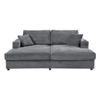 Canapé-lit de chaise longue en velours côtelé de 86,5 po avec ports USB, porte-gobelets et 8 coussins épais