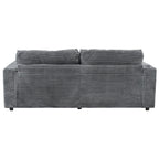 Canapé-lit de chaise longue en velours côtelé de 86,5 po avec ports USB, porte-gobelets et 8 coussins épais