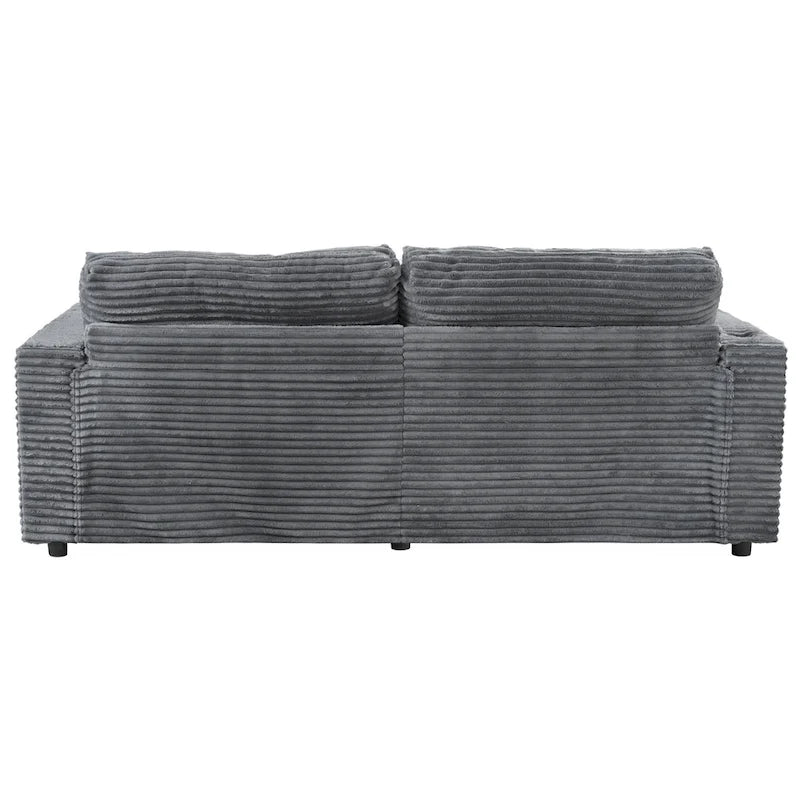 Canapé-lit de chaise longue en velours côtelé de 86,5 po avec ports USB, porte-gobelets et 8 coussins épais