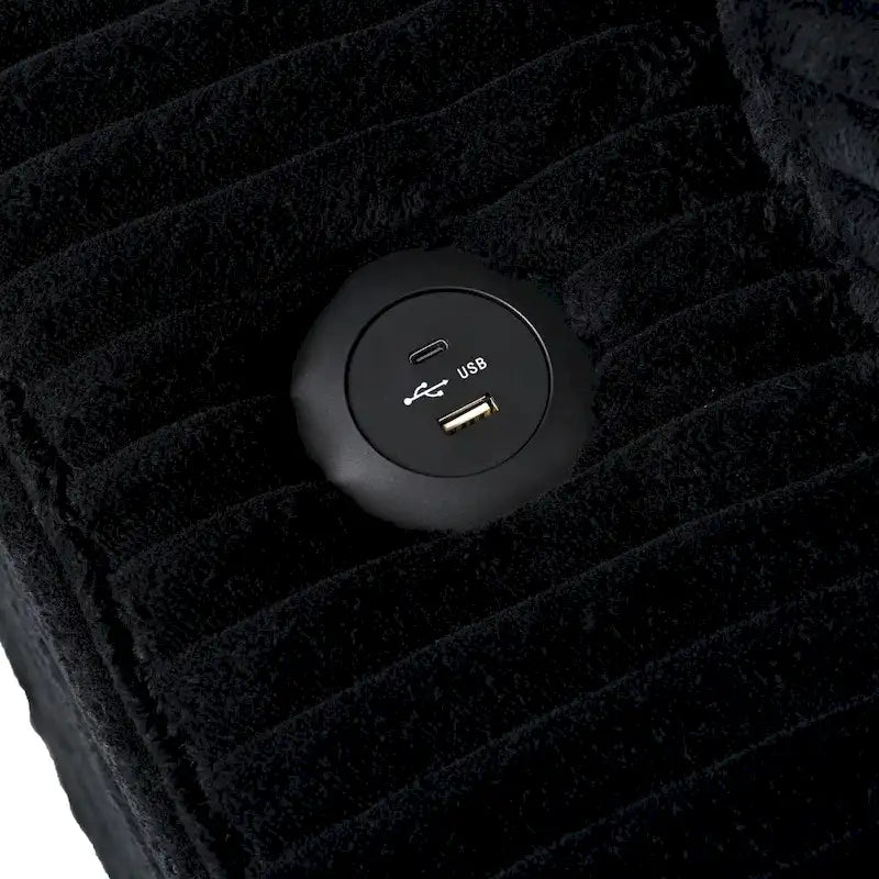 Canapé-lit de chaise longue en velours côtelé de 86,5 po avec ports USB, porte-gobelets et 8 coussins épais