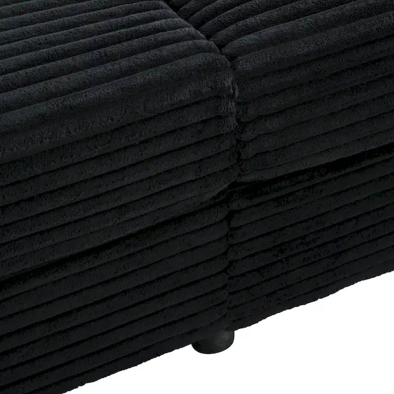 Canapé-lit de chaise longue en velours côtelé de 86,5 po avec ports USB, porte-gobelets et 8 coussins épais