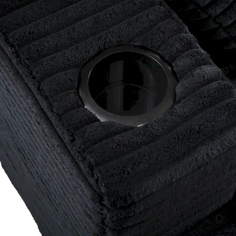 Canapé-lit de chaise longue en velours côtelé de 86,5 po avec ports USB, porte-gobelets et 8 coussins épais