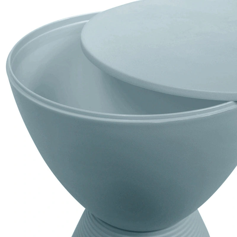 Table d'appoint ronde Boyd avec base côtelée et couvercle amovible pour salon et chambre à coucher
