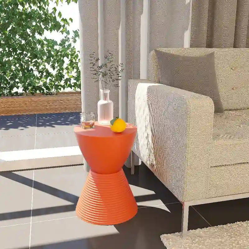 Table d'appoint ronde Boyd avec base côtelée et couvercle amovible pour salon et chambre à coucher