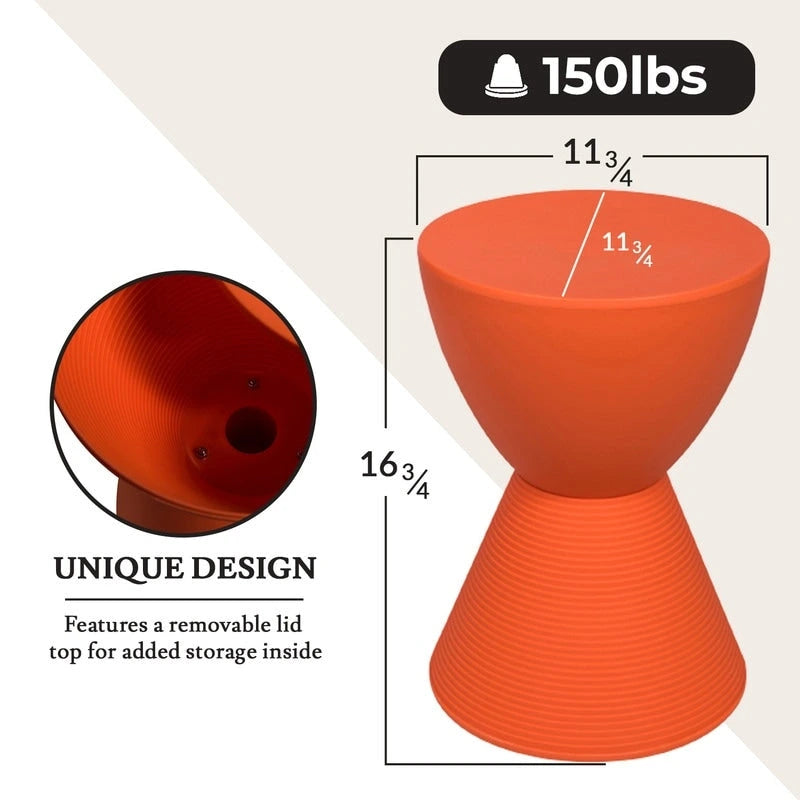 Table d'appoint ronde Boyd avec base côtelée et couvercle amovible pour salon et chambre à coucher