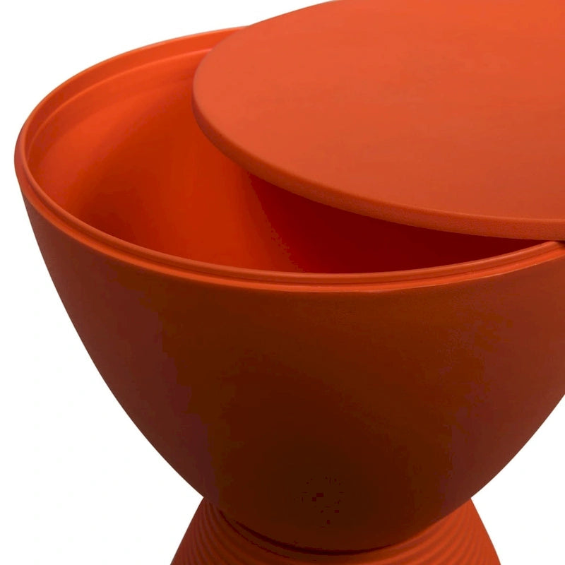 Table d'appoint ronde Boyd avec base côtelée et couvercle amovible pour salon et chambre à coucher