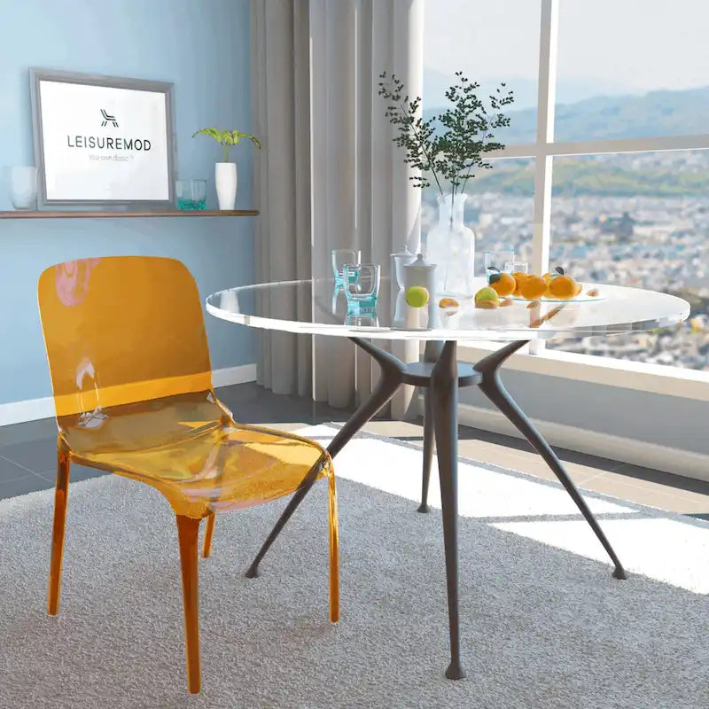 Chaise de salle à manger empilable en acrylique, minimaliste, en plastique, moderne, avec dossier intégral, transparente, chaise d'appoint pour salle à manger et cuisine