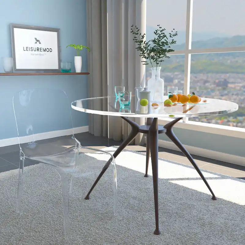 Chaise de salle à manger empilable en acrylique, minimaliste, en plastique, moderne, avec dossier intégral, transparente, chaise d'appoint pour salle à manger et cuisine