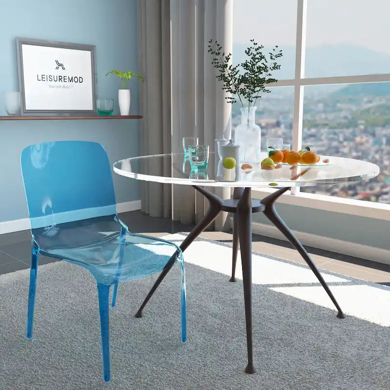 Chaise de salle à manger empilable en acrylique, minimaliste, en plastique, moderne, avec dossier intégral, transparente, chaise d'appoint pour salle à manger et cuisine