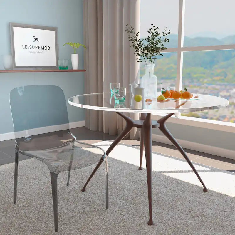 Chaise de salle à manger empilable en acrylique, minimaliste, en plastique, moderne, avec dossier intégral, transparente, chaise d'appoint pour salle à manger et cuisine