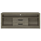 Meuble console TV avec 2 tours de rangement multimédia, 8 compartiments, gris bois flotté