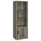 Meuble console TV avec 2 tours de rangement multimédia, 8 compartiments, gris bois flotté