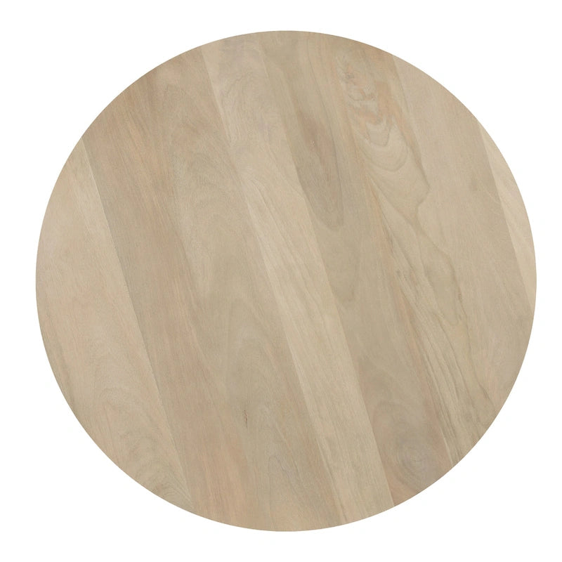 Table d'appoint Hazel avec 3 pieds piliers, bois de manguier brun naturel fait à la main, plateau rond de 45 cm