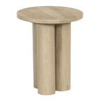 Table d'appoint Hazel avec 3 pieds piliers, bois de manguier brun naturel fait à la main, plateau rond de 45 cm