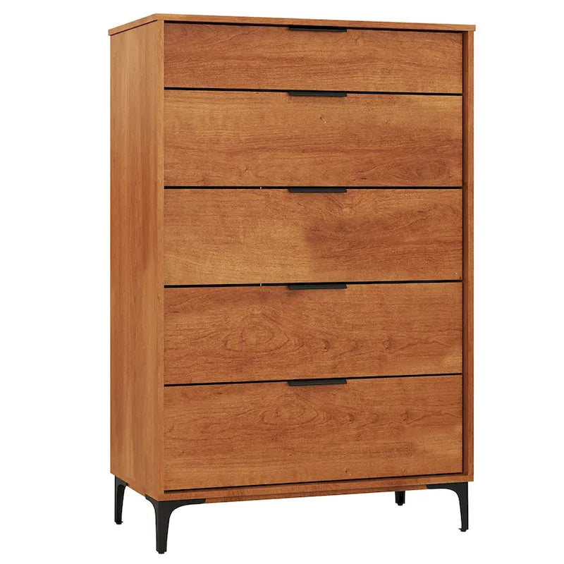 Commode 5 tiroirs Gymax avec système de verrouillage, pieds de support en métal et