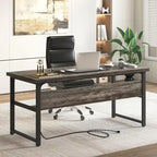 Bureau de direction/ordinateur avec plateau extra-épais, poste de travail de bureau simple, table d'étude/d'écriture avec prises de courant