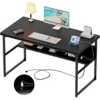 Bureau de direction/ordinateur avec plateau extra-épais, poste de travail de bureau simple, table d'étude/d'écriture avec prises de courant