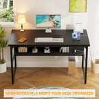 Bureau de direction/ordinateur avec plateau extra-épais, poste de travail de bureau simple, table d'étude/d'écriture avec prises de courant