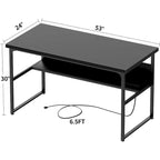 Bureau de direction/ordinateur avec plateau extra-épais, poste de travail de bureau simple, table d'étude/d'écriture avec prises de courant