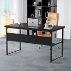 Bureau de direction/ordinateur avec plateau extra-épais, poste de travail de bureau simple, table d'étude/d'écriture avec prises de courant