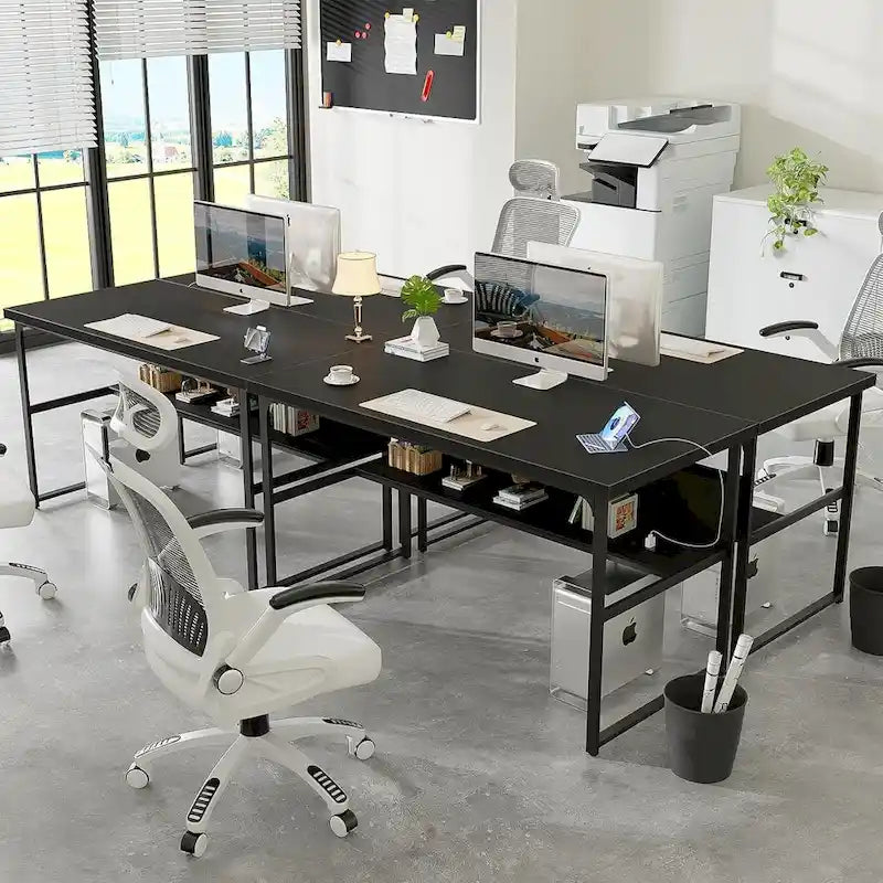 Bureau de direction/ordinateur avec plateau extra-épais, poste de travail de bureau simple, table d'étude/d'écriture avec prises de courant