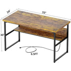 Bureau de direction/ordinateur avec plateau extra-épais, poste de travail de bureau simple, table d'étude/d'écriture avec prises de courant