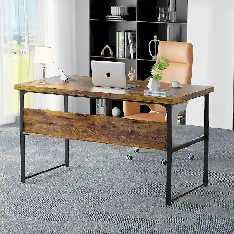 Bureau de direction/ordinateur avec plateau extra-épais, poste de travail de bureau simple, table d'étude/d'écriture avec prises de courant