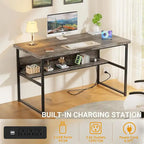 Bureau de direction/ordinateur avec plateau extra-épais, poste de travail de bureau simple, table d'étude/d'écriture avec prises de courant