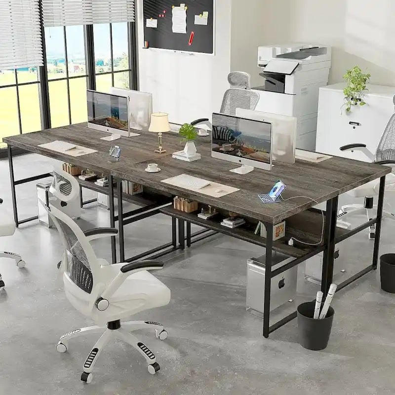Bureau de direction/ordinateur avec plateau extra-épais, poste de travail de bureau simple, table d'étude/d'écriture avec prises de courant
