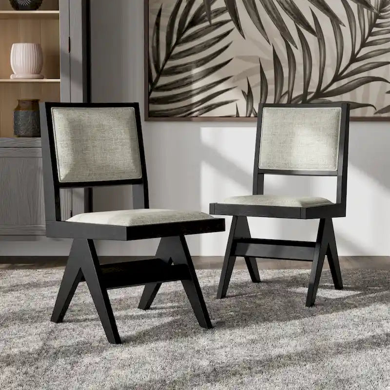 Ensemble de salle à manger moderne 7 pièces en bois massif noir Evrena de Furniture of America