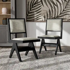 Ensemble de salle à manger moderne 7 pièces en bois massif noir Evrena de Furniture of America