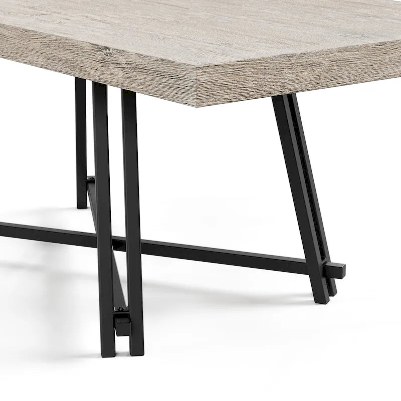 Ensemble de salle à manger moderne 7 pièces en bois massif noir Evrena de Furniture of America