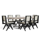 Ensemble de salle à manger moderne 7 pièces en bois massif noir Evrena de Furniture of America