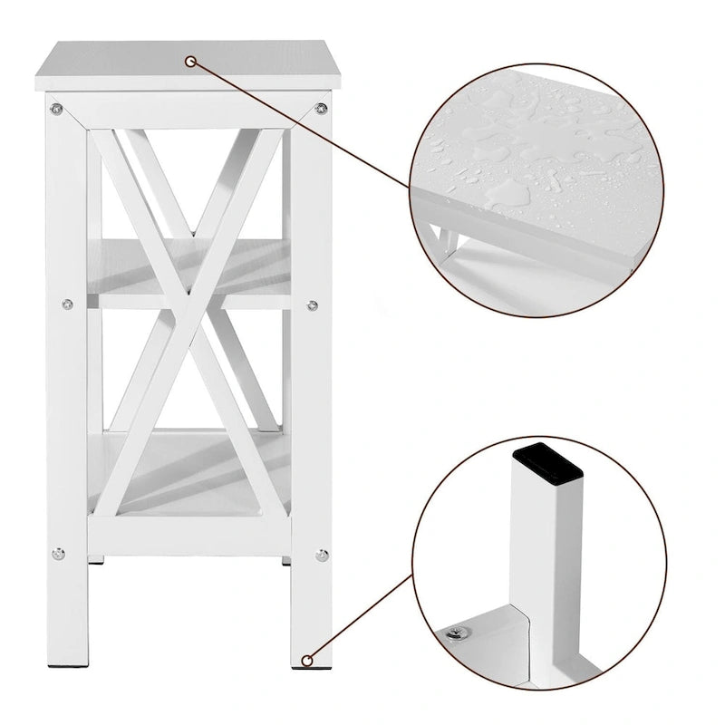 Table de chevet moderne avec 3 étagères de rangement