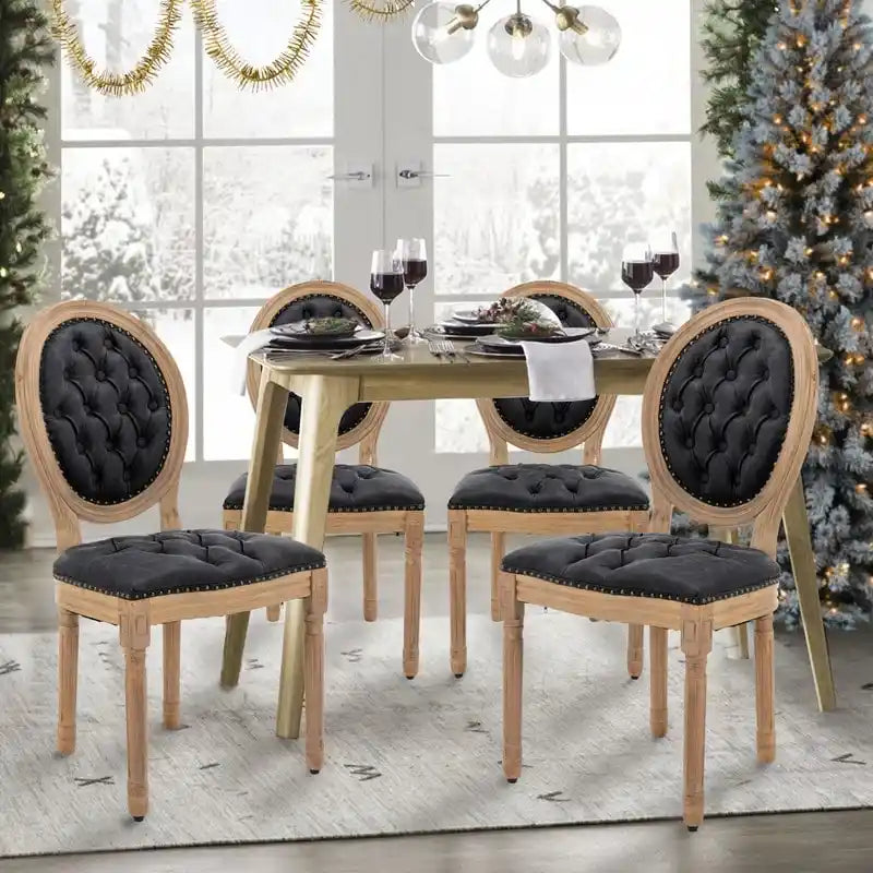 Chaise de salle à manger française avec garniture cloutée, lot de 6