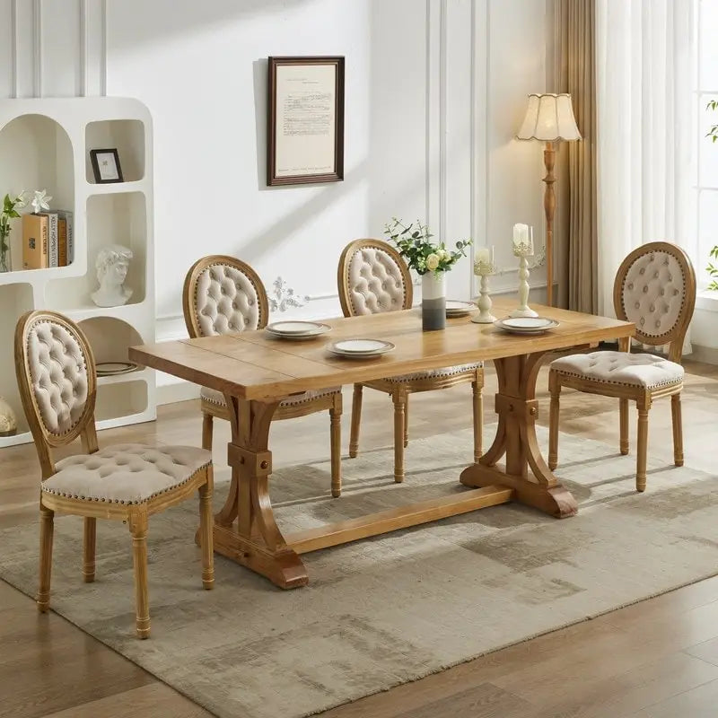 Chaise de salle à manger française avec garniture cloutée, lot de 6