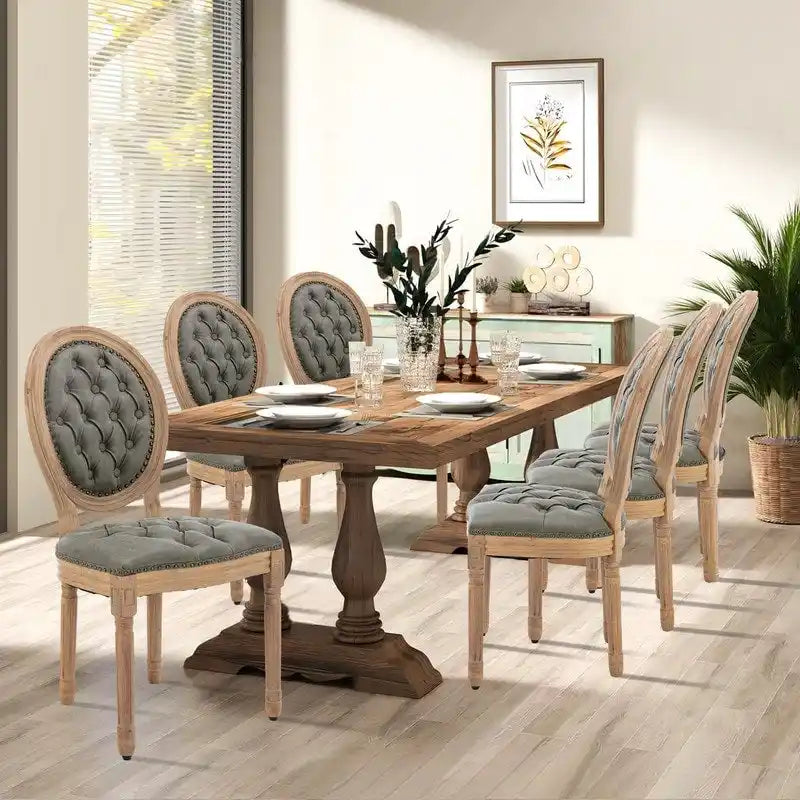 Chaise de salle à manger française avec garniture cloutée, lot de 6