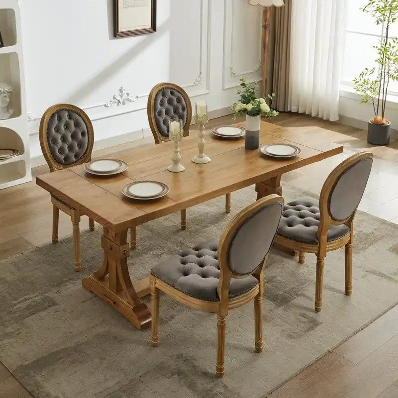 Chaise de salle à manger française avec garniture cloutée, lot de 6