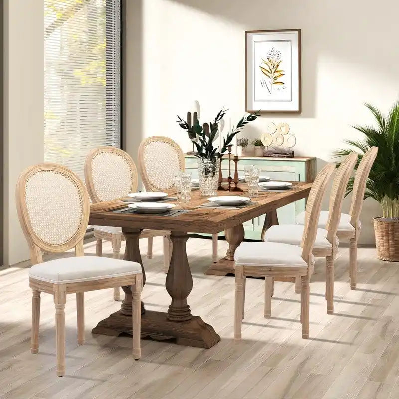 Chaise de salle à manger française avec garniture cloutée, lot de 6