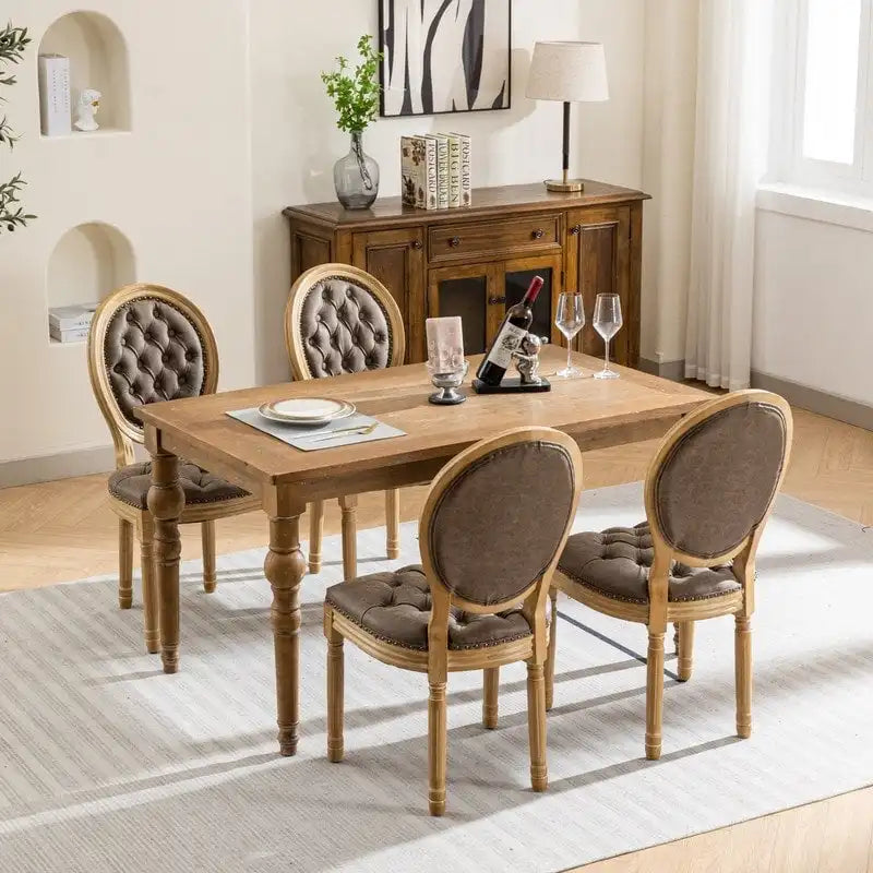 Chaise de salle à manger française avec garniture cloutée, lot de 6