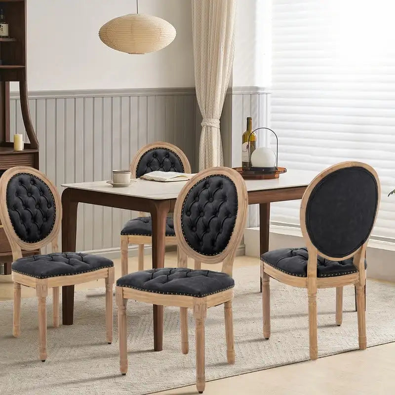 Chaise de salle à manger française avec garniture cloutée, lot de 6