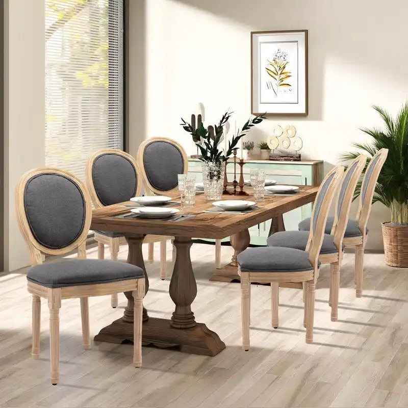 Chaise de salle à manger française avec garniture cloutée, lot de 6