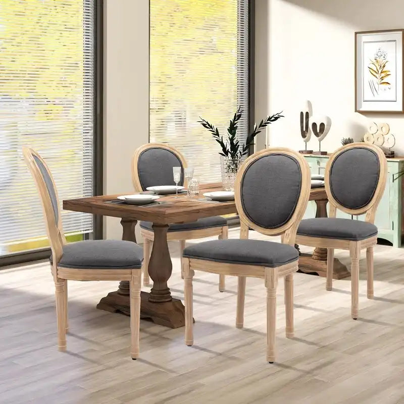 Chaise de salle à manger française avec garniture cloutée, lot de 6